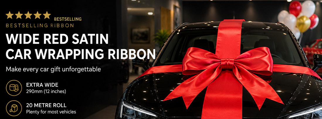 Wide Red Satin Car Wrapping Ribbons
