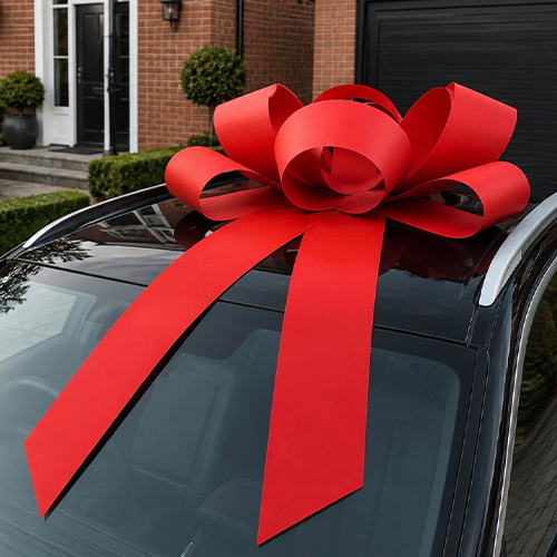 RED CAR BOW ON ROOF