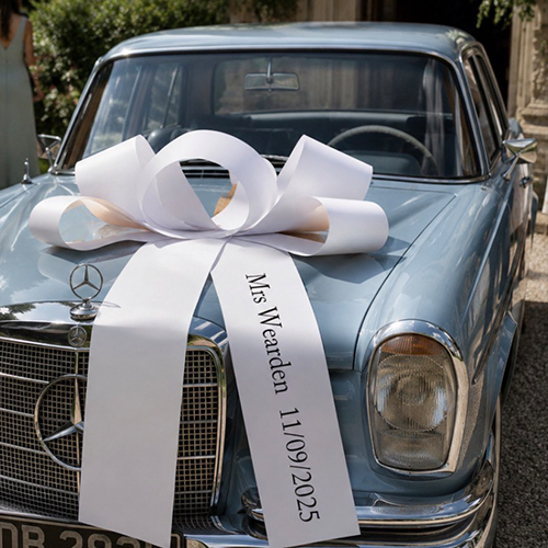 WHITE WEDDING CAR BOW