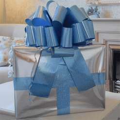 MEGA Blue Holographic Giant Car Bow - 42cm with 6m Ribbon