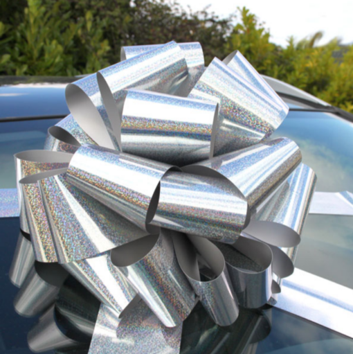 Holographic Silver Giant Car Bow