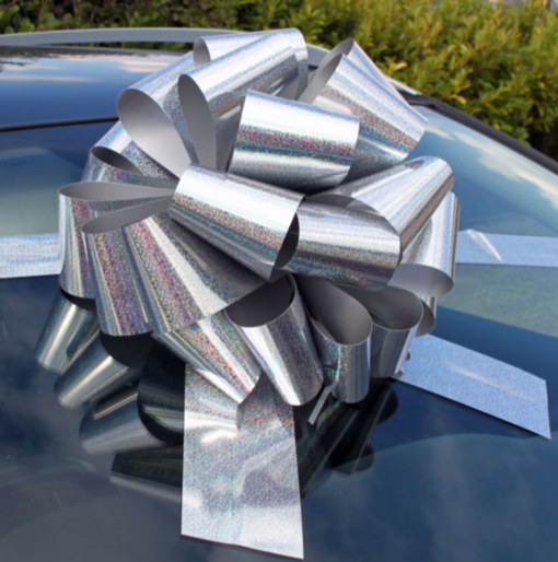 Holographic Silver Giant Car Bow