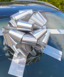 Holographic Silver Giant Car Bow