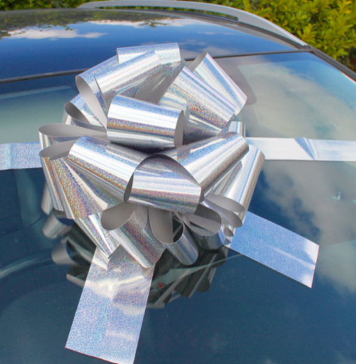 Holographic Silver Giant Car Bow