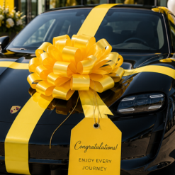 Yellow Car Bows – Bright Yellow Bonnet Bows for New Car Gifts & Celebrations